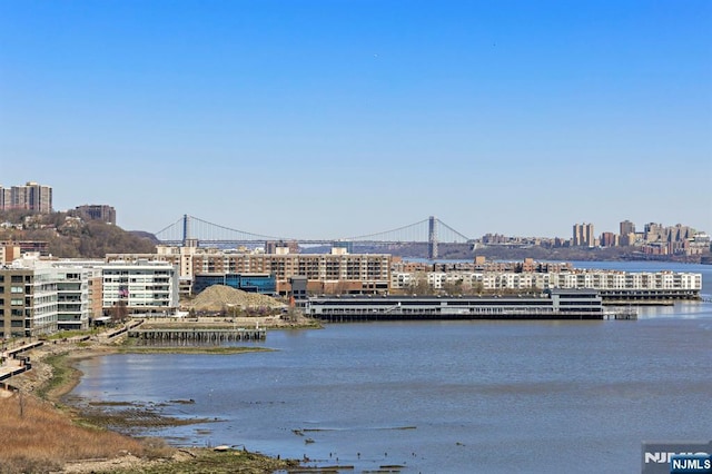 8100 River Rd Unit 1013, North Bergen, NJ 07047 - water view with nearby urban area and a notable bridge