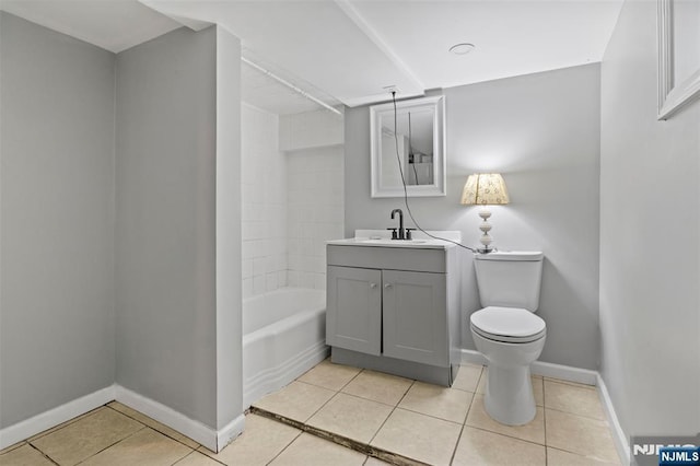 23 Foundry St, Newark, NJ 07105 - full bath with bathing tub / shower combination, toilet, baseboards, tile patterned flooring, and vanity