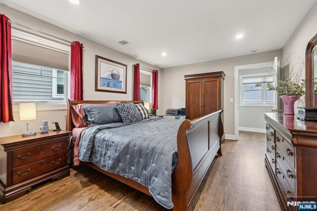 5 Banks Dr, Boonton Town, NJ 07005 - bedroom with recessed lighting, wood finished floors, visible vents, and baseboards