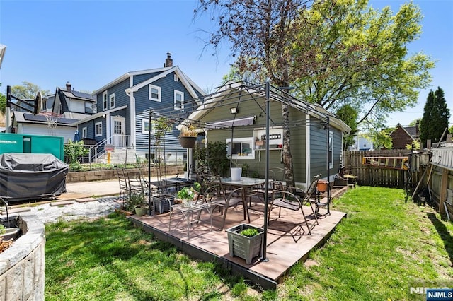 view of yard with a fenced backyard and a patio area
