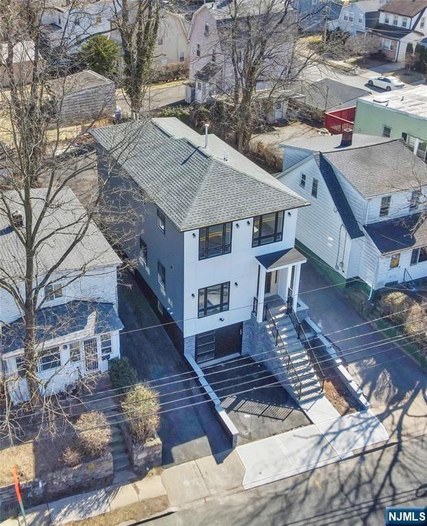 aerial view with a residential view