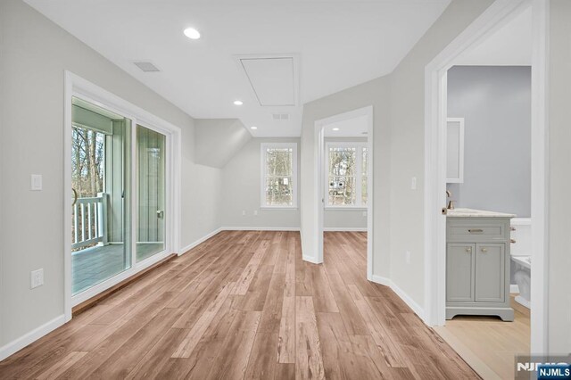 305 Mountainside Dr, Vernon, NJ 07422 - unfurnished living room with light wood-style flooring, baseboards, and recessed lighting