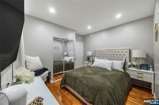 61 Sabina St, Little Ferry, NJ 07643 - bedroom with visible vents, wood finished floors, recessed lighting, and a closet