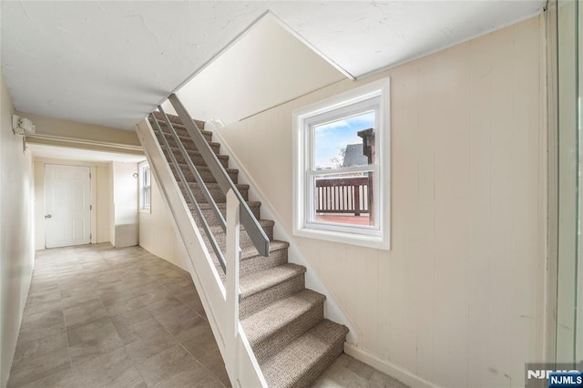 61 Sabina St, Little Ferry, NJ 07643 - stairway featuring wooden walls