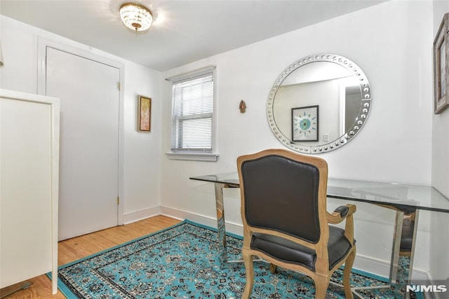 office space with wood finished floors