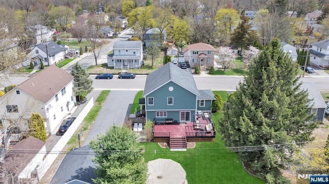 aerial view with a residential view