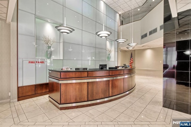 reception area with a high ceiling