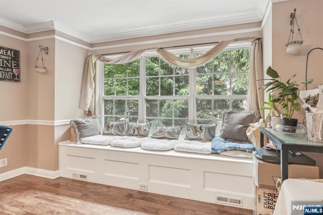 150 Blue Heron Dr, Secaucus, NJ 07094 - sitting room with ornamental molding, plenty of natural light, baseboards, and wood finished floors