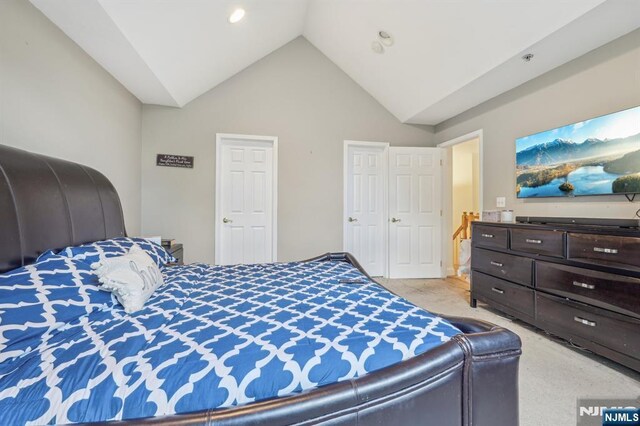 150 Blue Heron Dr, Secaucus, NJ 07094 - bedroom with lofted ceiling and light colored carpet