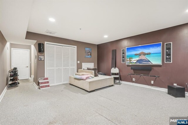 150 Blue Heron Dr, Secaucus, NJ 07094 - bedroom featuring carpet, baseboards, a closet, and recessed lighting