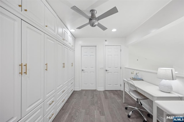 7400 River Rd Unit 431, North Bergen, NJ 07047 - office featuring ceiling fan, dark wood-type flooring, and recessed lighting