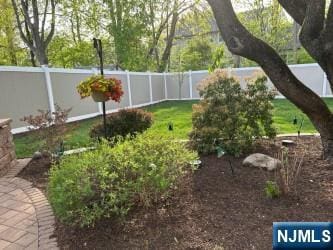 view of yard with a fenced backyard