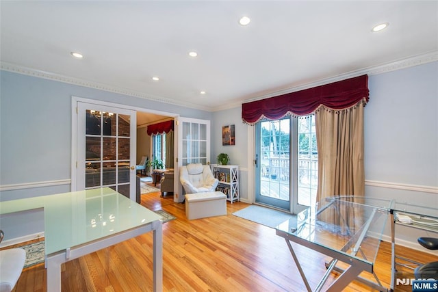 38 Farley Pl, Allendale, NJ 07401 - office area featuring wood finished floors, recessed lighting, and crown molding
