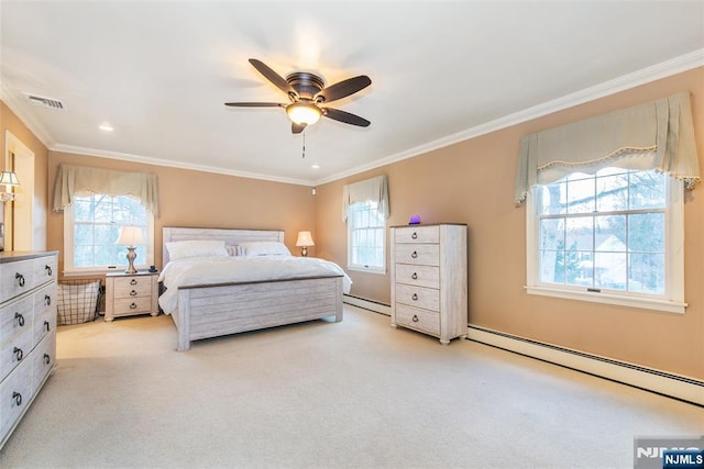 38 Farley Pl, Allendale, NJ 07401 - bedroom with a baseboard radiator, visible vents, and ornamental molding