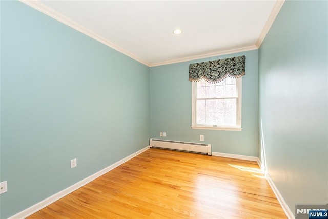 38 Farley Pl, Allendale, NJ 07401 - spare room with recessed lighting, light wood-type flooring, crown molding, baseboards, and a baseboard radiator