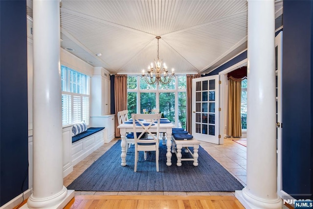 38 Farley Pl, Allendale, NJ 07401 - dining area with decorative columns and a notable chandelier