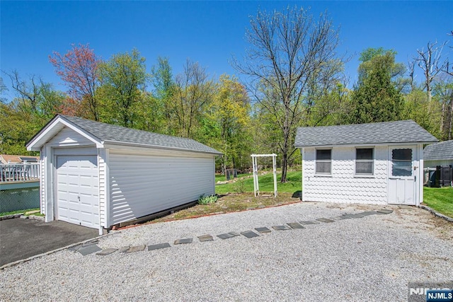 view of detached garage