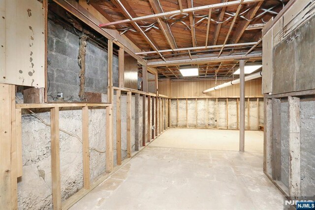view of unfinished basement