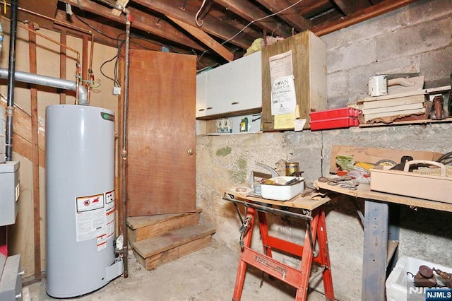 utility room with gas water heater