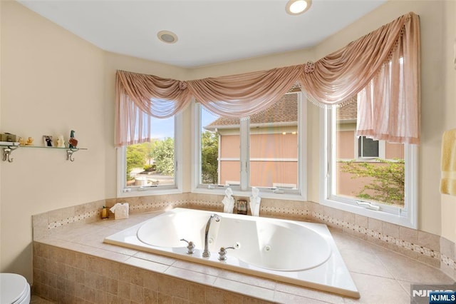 161 Winding Way, Old Tappan, NJ 07675 - bathroom with a jetted tub and toilet