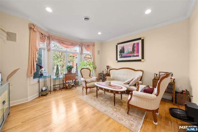 161 Winding Way, Old Tappan, NJ 07675 - living area featuring wood finished floors, crown molding, and recessed lighting