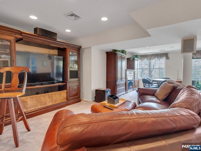 6 Knollwoods, Oakland, NJ 07436 - living area featuring recessed lighting, visible vents, light carpet, and plenty of natural light