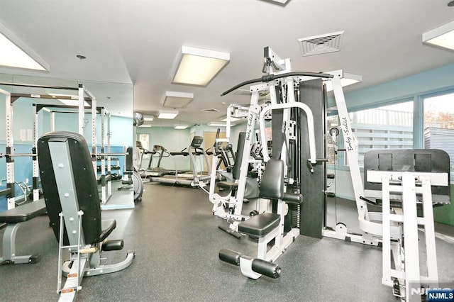 gym featuring visible vents