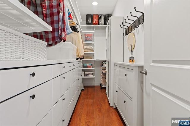 spacious closet with wood finished floors