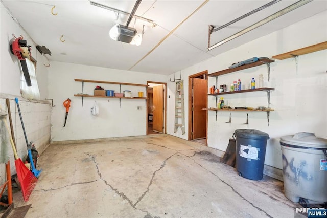 garage with a garage door opener
