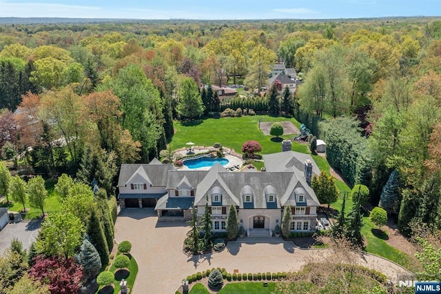 21 Birchwood, Old Tappan, NJ 07675 - view from above of property featuring a forest and a pool