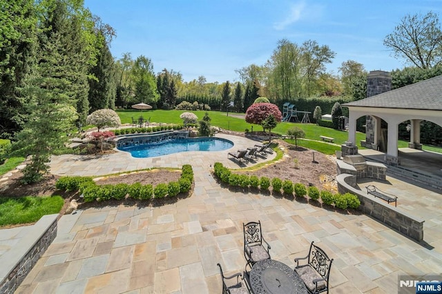 21 Birchwood, Old Tappan, NJ 07675 - outdoor pool featuring a gazebo, a patio area, and a yard