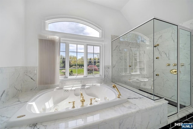 21 Birchwood, Old Tappan, NJ 07675 - bathroom with a marble finish shower and a whirlpool tub