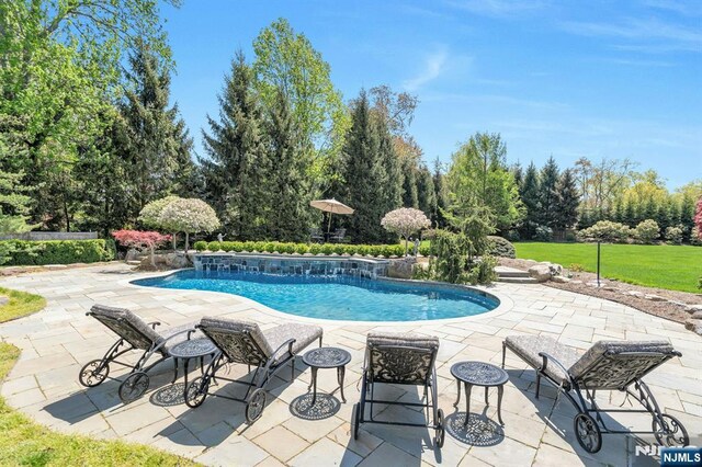 21 Birchwood, Old Tappan, NJ 07675 - outdoor pool featuring a patio and view of scattered trees