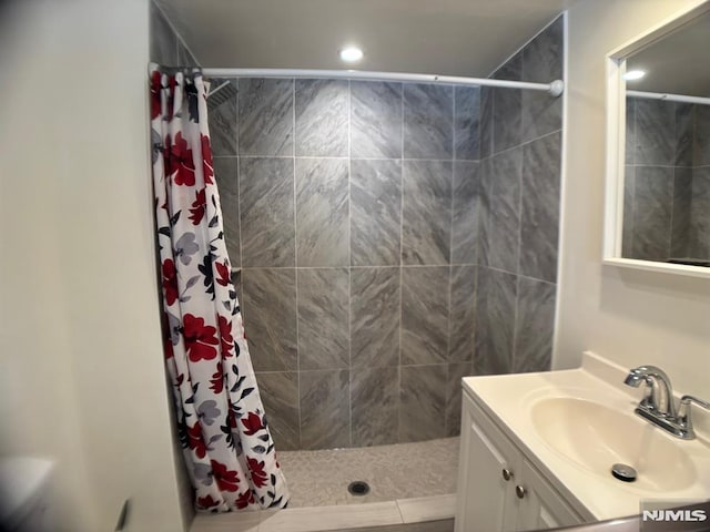 46 Park Dr, Oakland, NJ 07436 - full bathroom featuring vanity, recessed lighting, and a shower stall