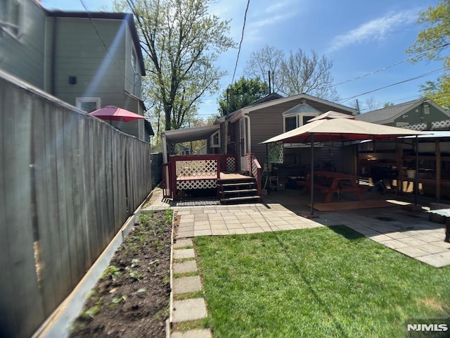 46 Park Dr, Oakland, NJ 07436 - view of yard with a patio, a gazebo, fence, and a deck