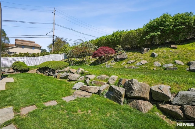 view of yard with fence