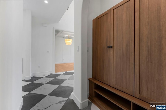 229 Bogert Pl, Paramus, NJ 07652 - hall with recessed lighting and baseboards
