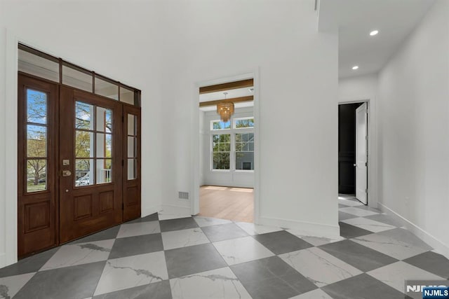 229 Bogert Pl, Paramus, NJ 07652 - foyer with recessed lighting, baseboards, and visible vents
