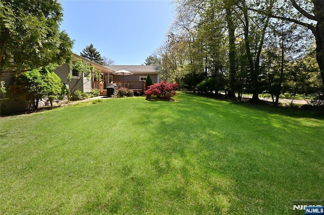 view of yard with a deck