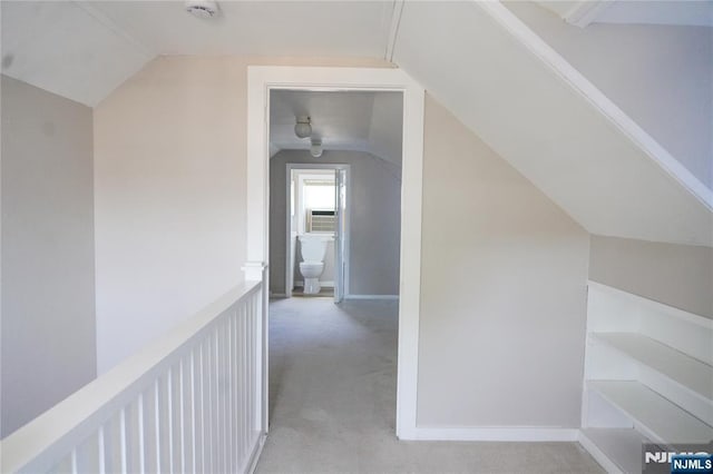 bonus room with carpet flooring and lofted ceiling