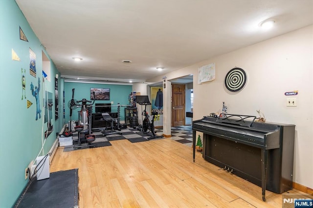 444 Washington St, Carlstadt, NJ 07072 - workout room featuring wood finished floors and baseboards