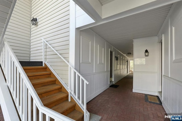 interior space with brick patterned floor