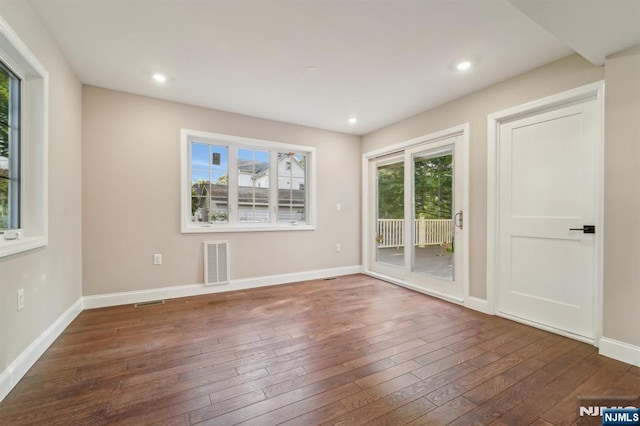 119 Lenox Ave, New Milford, NJ 07646 - empty room featuring recessed lighting, baseboards, hardwood / wood-style flooring, and visible vents