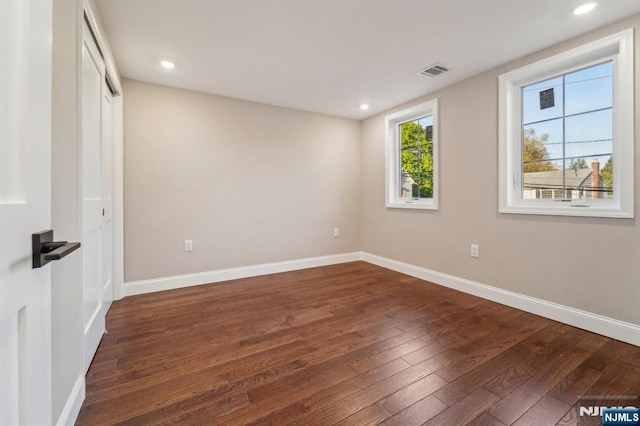 119 Lenox Ave, New Milford, NJ 07646 - unfurnished bedroom featuring visible vents, recessed lighting, dark wood-style flooring, and baseboards
