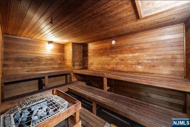 518-536 Gregory Ave Unit C408, Weehawken, NJ 07086 - relaxing sauna featuring wood ceiling and wooden walls