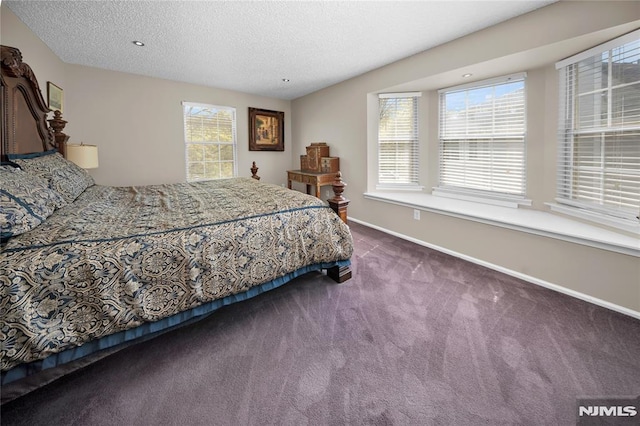 302 Linden St, Mahwah, NJ 07430 - bedroom with a textured ceiling, baseboards, and dark carpet
