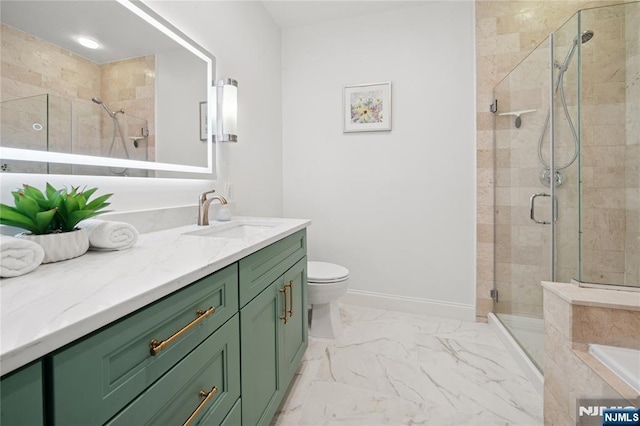 50 Constitution Way Unit 50, Jersey City, NJ 07305 - bathroom with vanity, a stall shower, a garden tub, and marble finish flooring