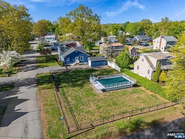 bird's eye view with a residential view