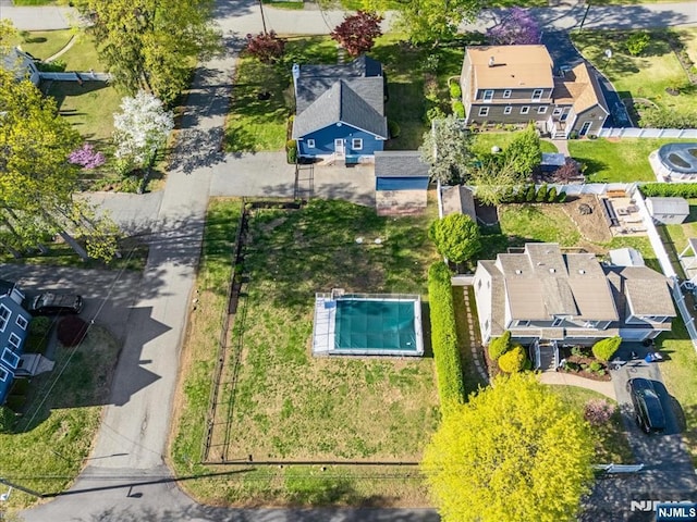 drone / aerial view with a residential view