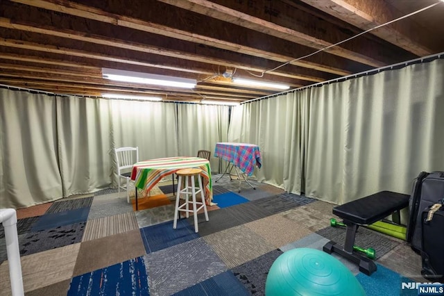 view of finished basement